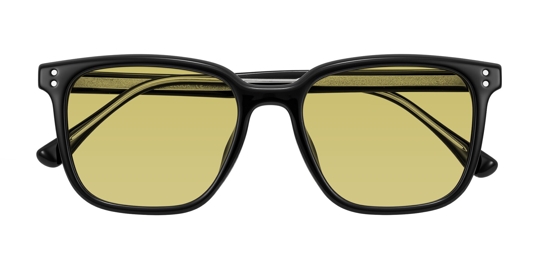 Folded Front of Ordoyo in Black with Medium Champagne Tinted Lenses