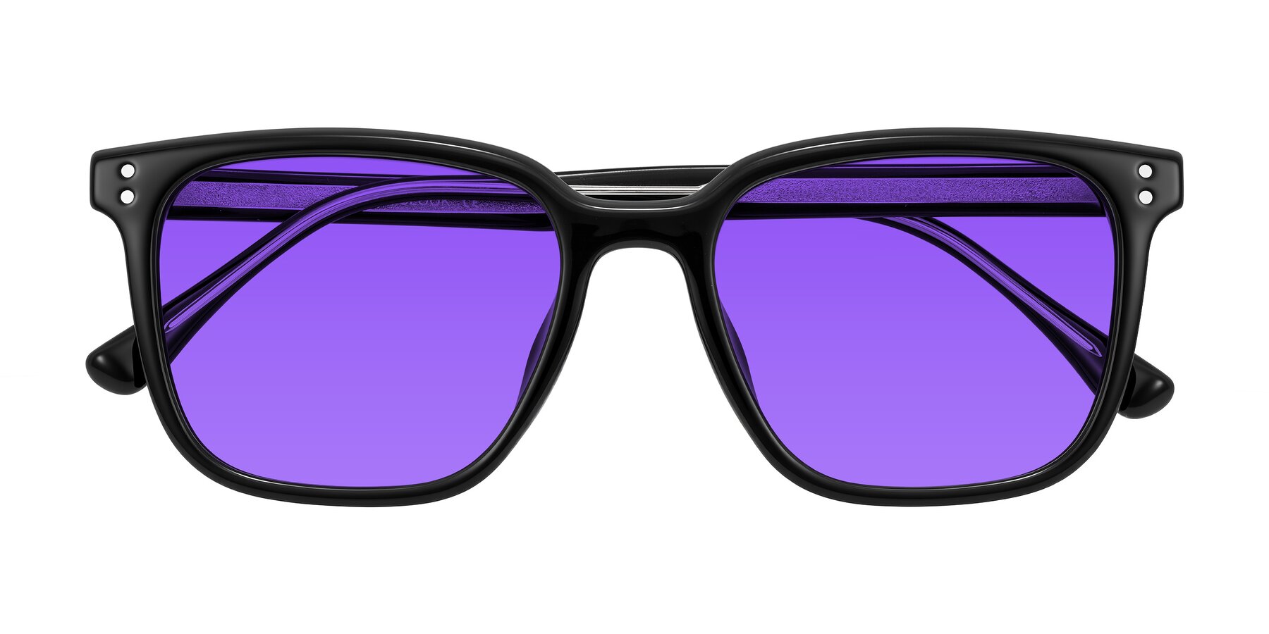 Folded Front of Ordoyo in Black with Purple Tinted Lenses