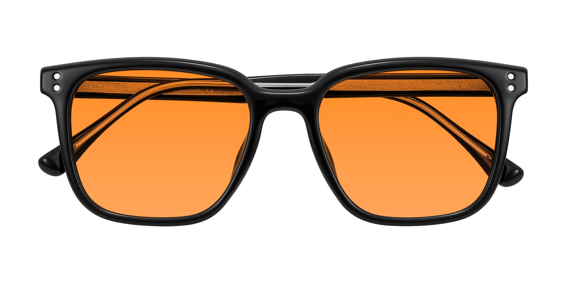 Folded Front of Ordoyo in Black with Orange Tinted Lenses