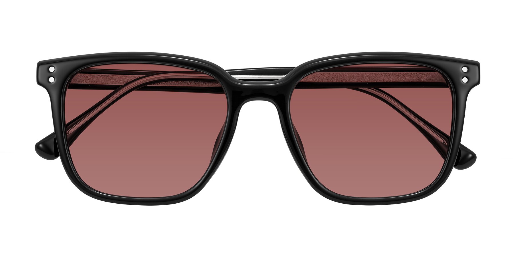 Folded Front of Ordoyo in Black with Garnet Tinted Lenses