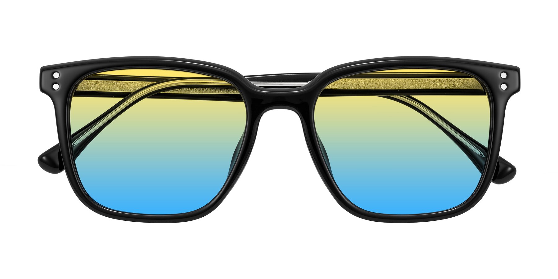 Folded Front of Ordoyo in Black with Yellow / Blue Gradient Lenses