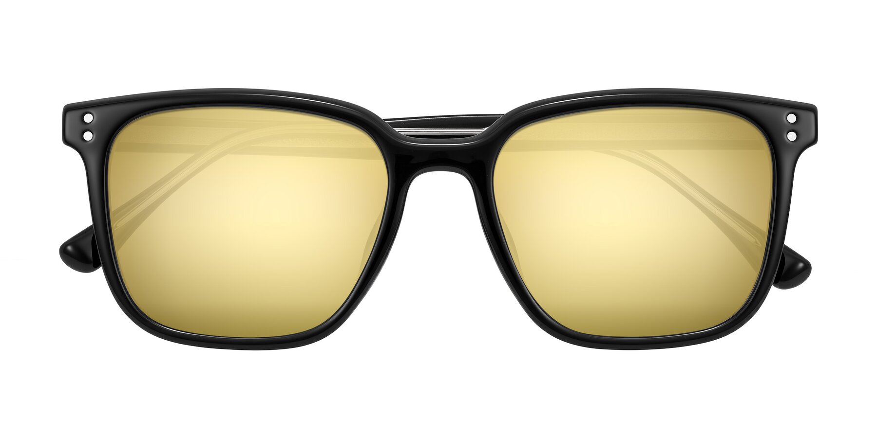 Folded Front of Ordoyo in Black with Gold Mirrored Lenses