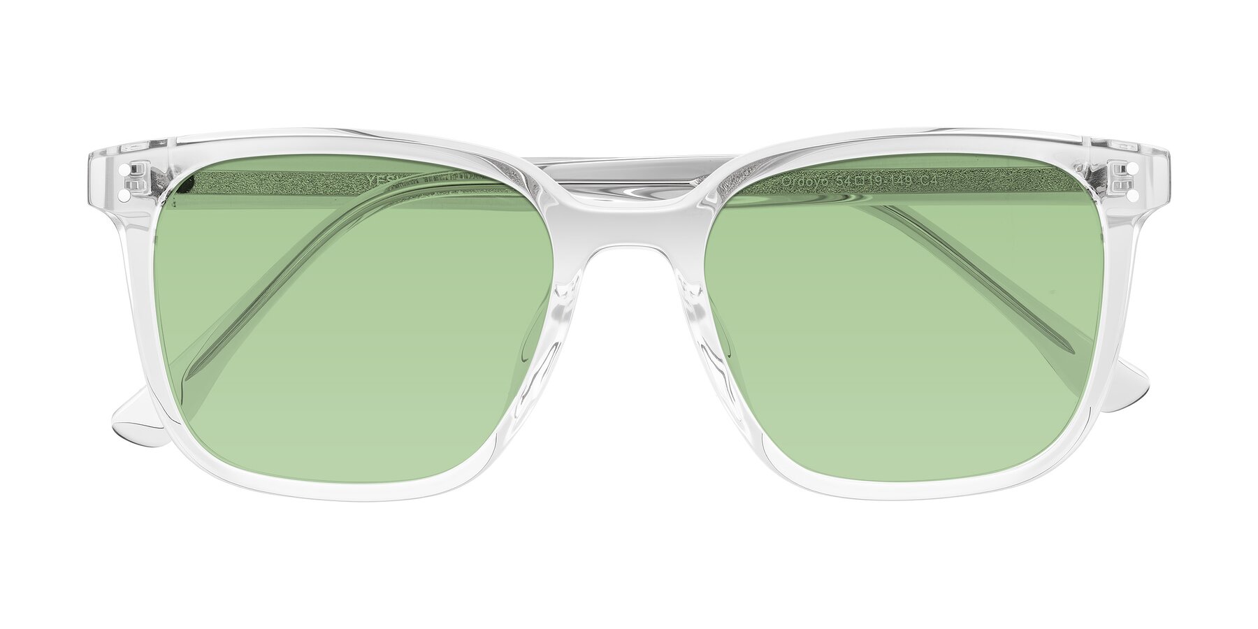 Folded Front of Ordoyo in Clear with Medium Green Tinted Lenses