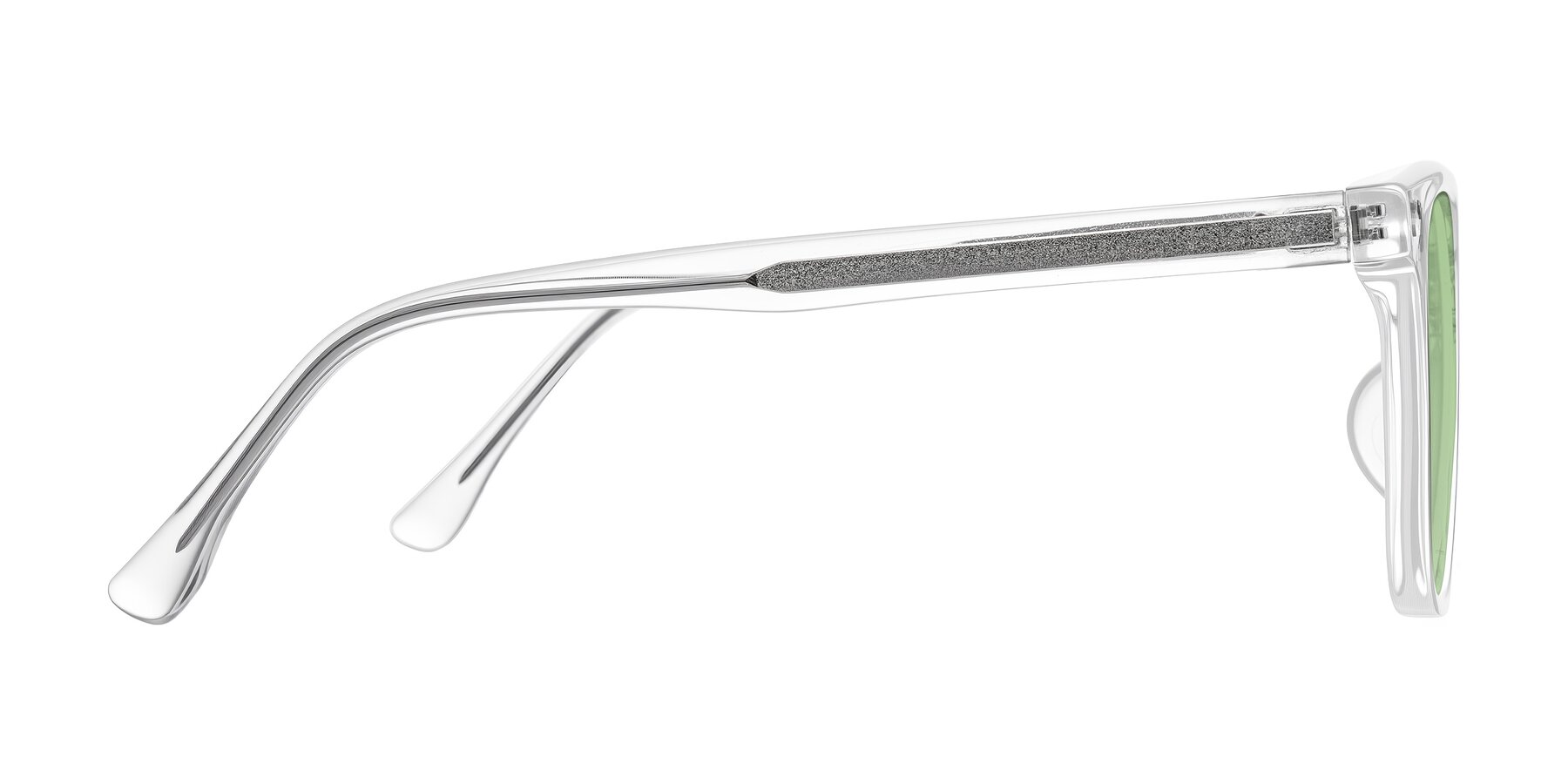 Side of Ordoyo in Clear with Medium Green Tinted Lenses