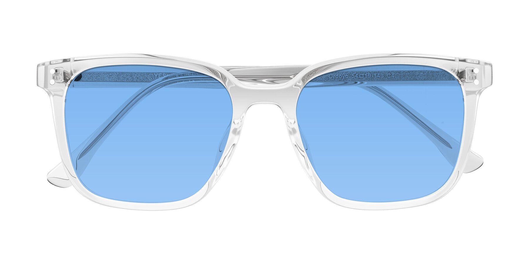 Folded Front of Ordoyo in Clear with Medium Blue Tinted Lenses
