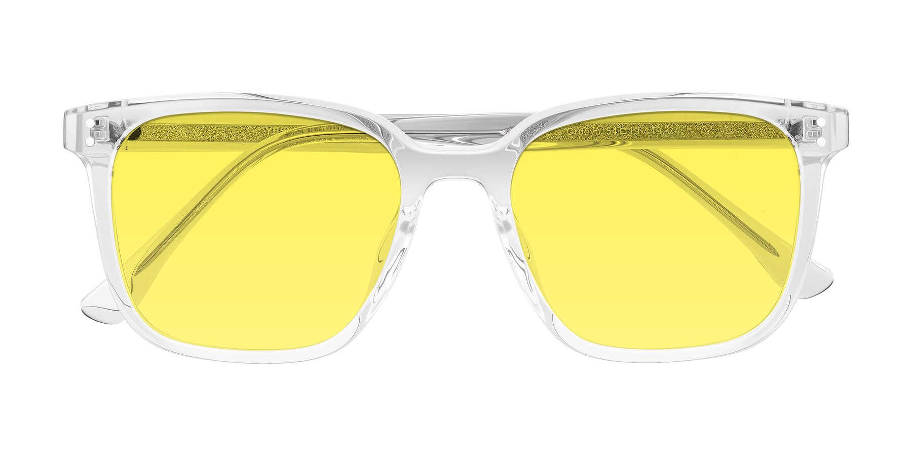 Folded Front of Ordoyo in Clear with Medium Yellow Tinted Lenses