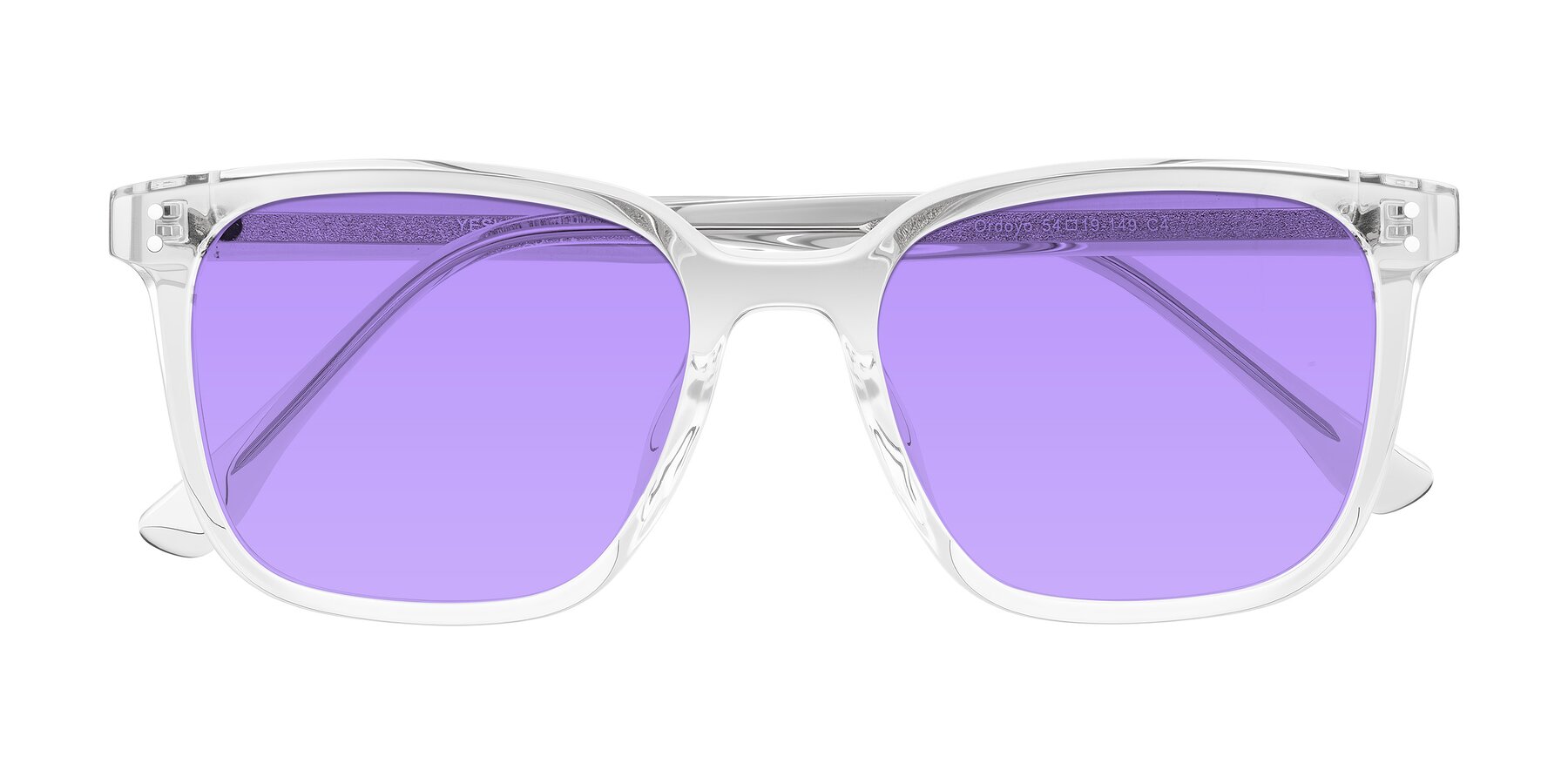 Folded Front of Ordoyo in Clear with Medium Purple Tinted Lenses
