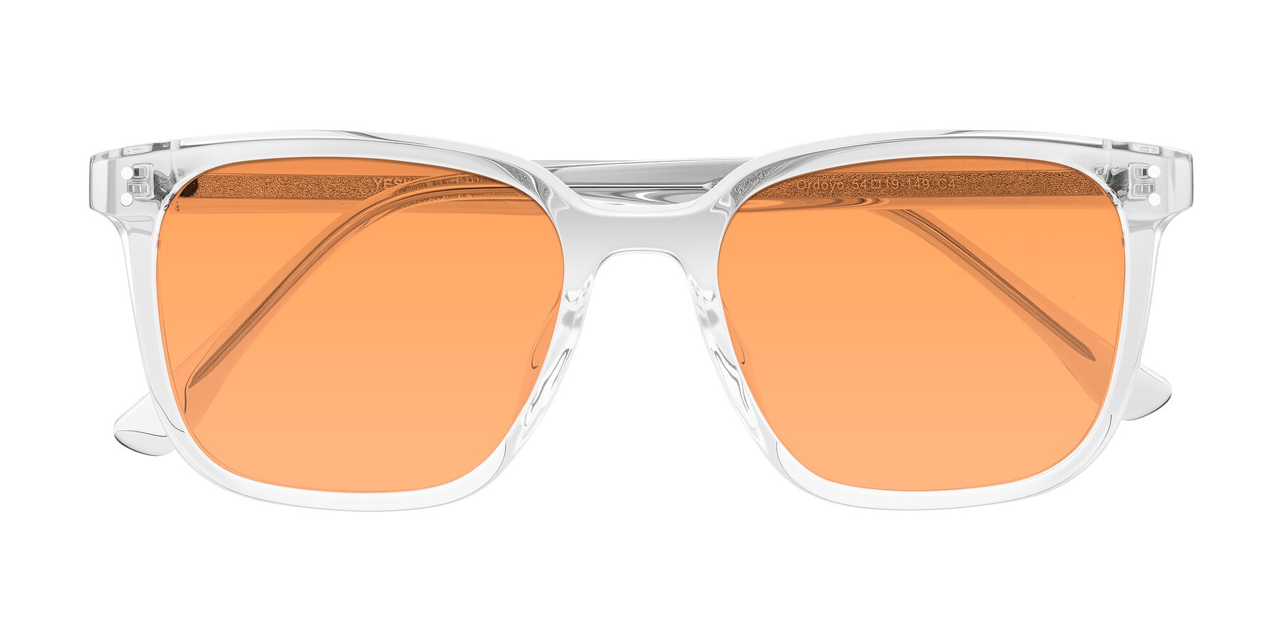Folded Front of Ordoyo in Clear with Medium Orange Tinted Lenses