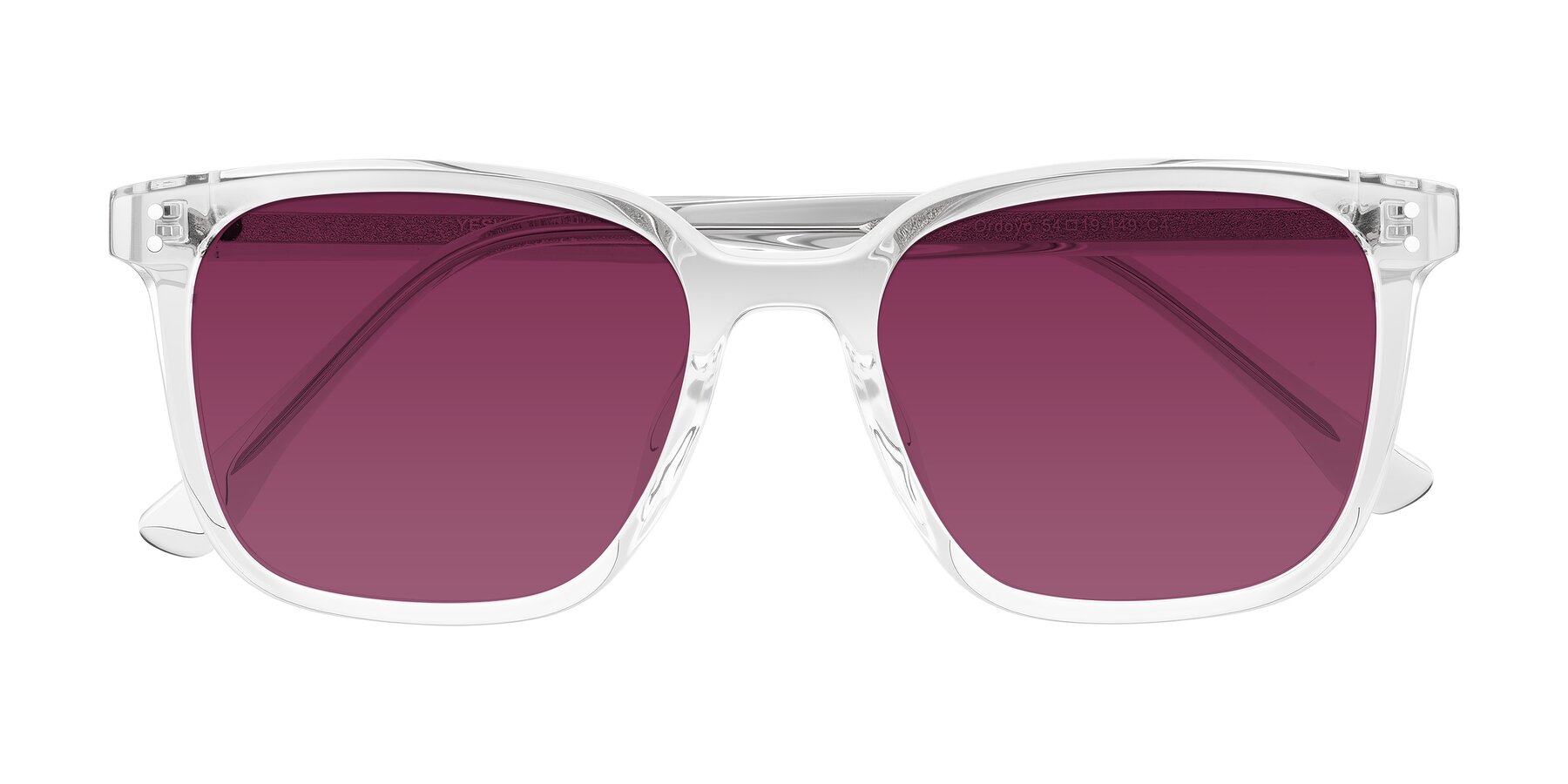 Folded Front of Ordoyo in Clear with Wine Tinted Lenses