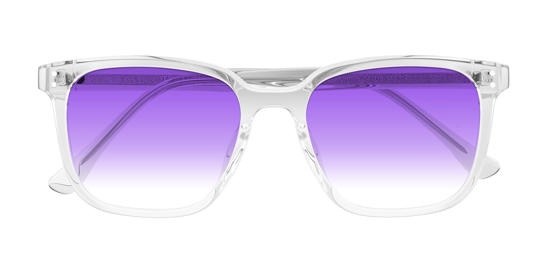 Folded Front of Ordoyo in Clear with Purple Gradient Lenses