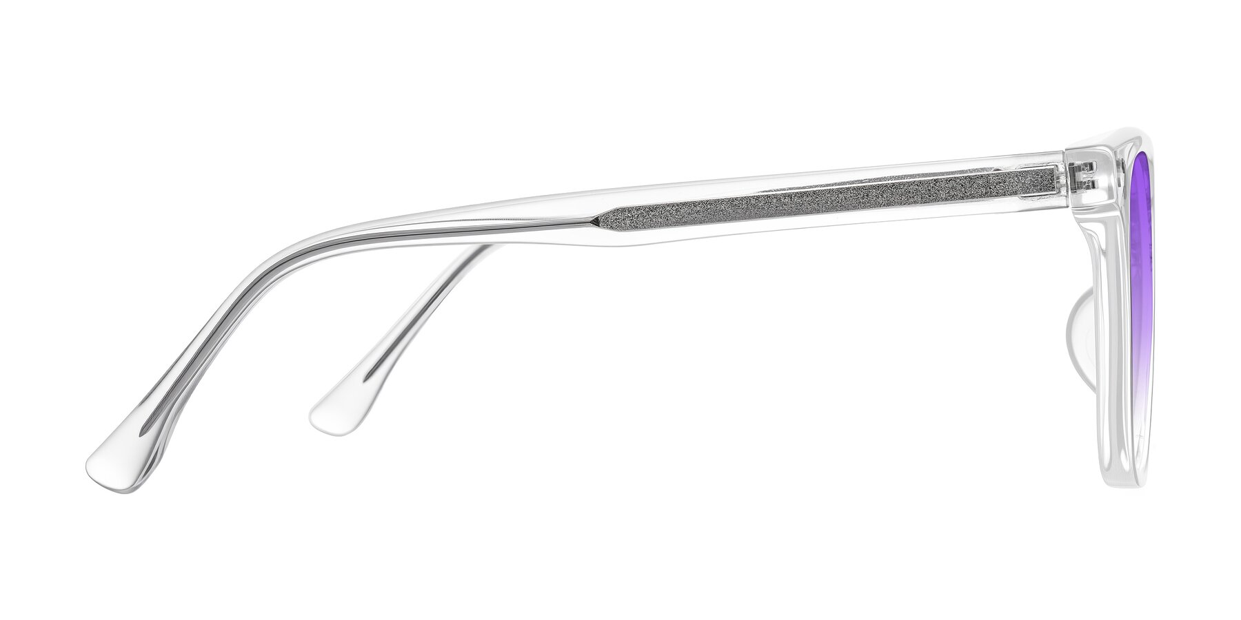 Side of Ordoyo in Clear with Purple Gradient Lenses