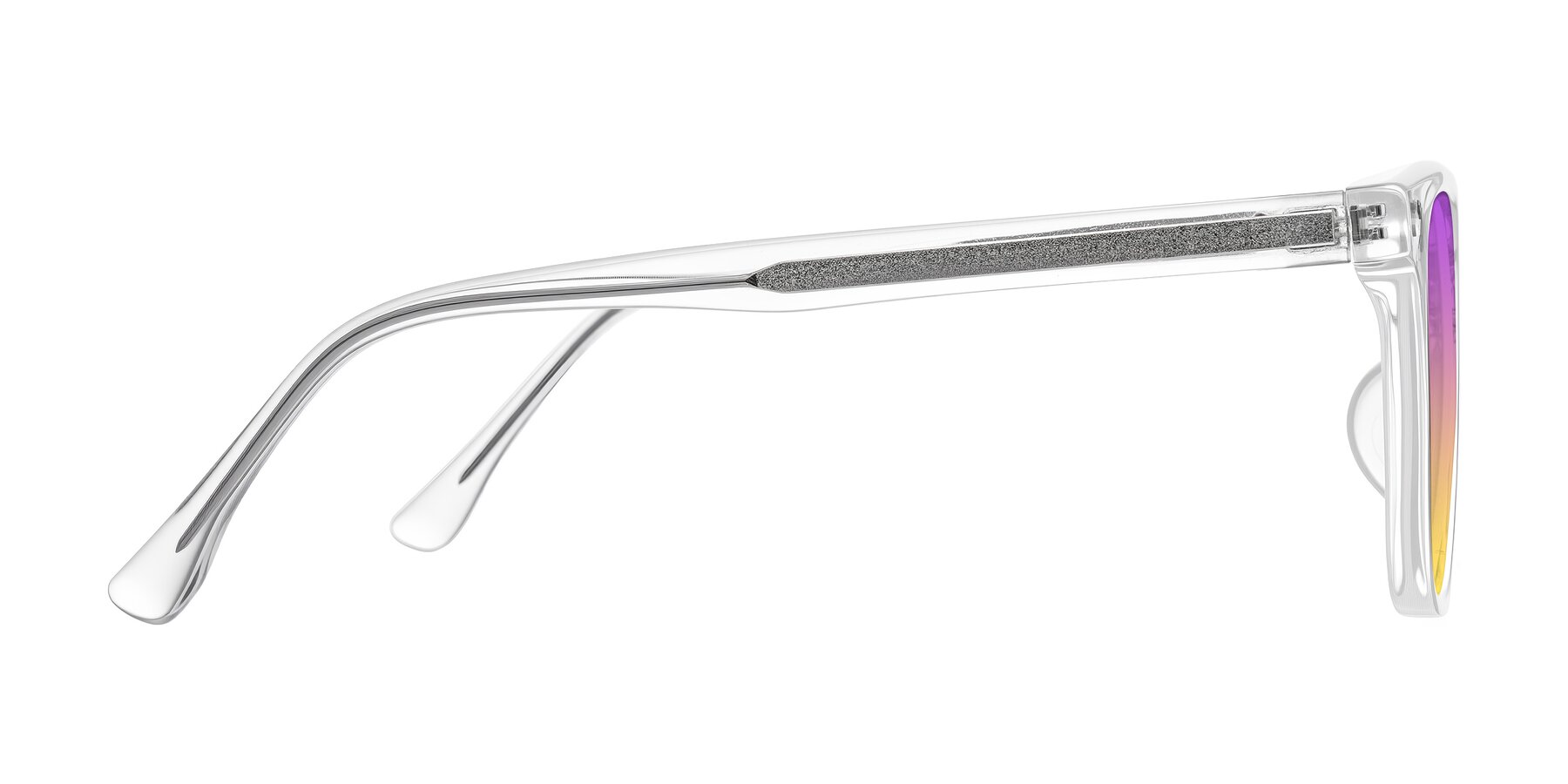 Side of Ordoyo in Clear with Purple / Yellow Gradient Lenses