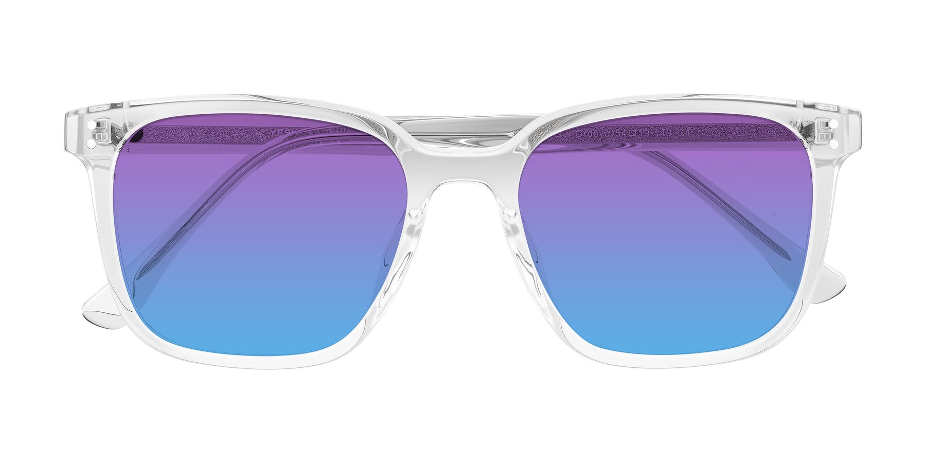 Folded Front of Ordoyo in Clear with Purple / Blue Gradient Lenses