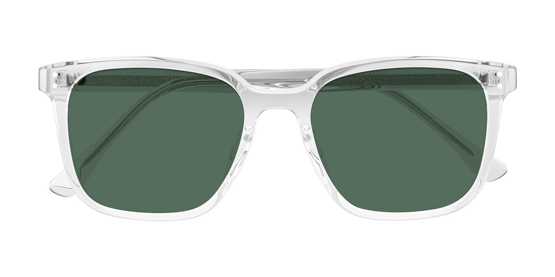 Folded Front of Ordoyo in Clear with Green Polarized Lenses