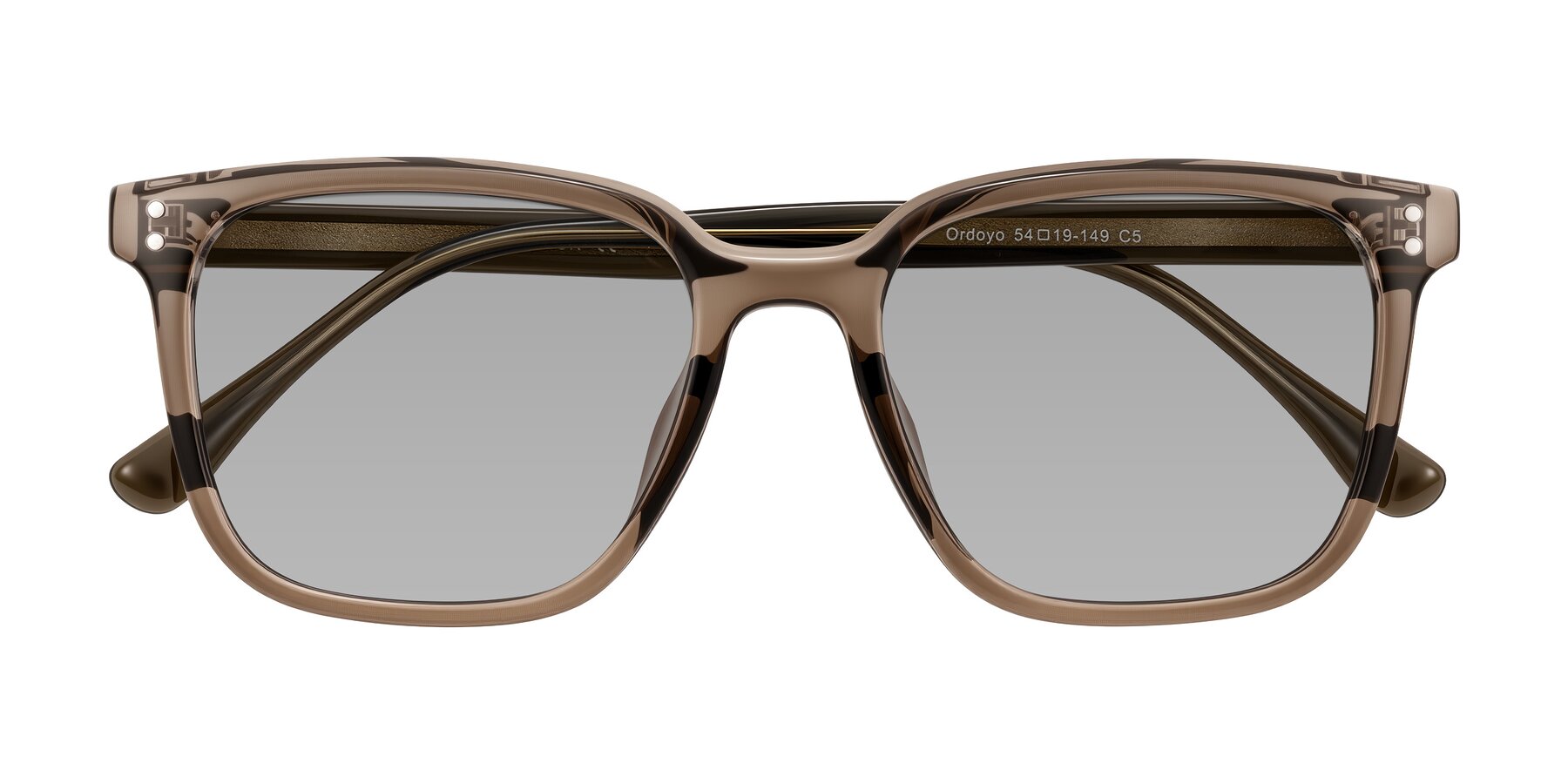 Folded Front of Ordoyo in Transparent Brown with Light Gray Tinted Lenses