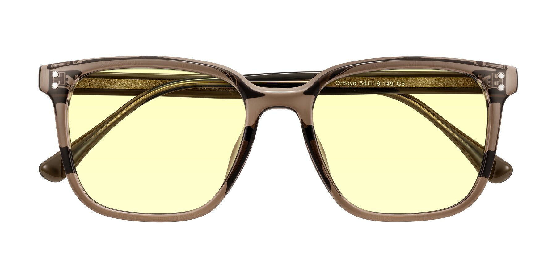 Folded Front of Ordoyo in Transparent Brown with Light Yellow Tinted Lenses