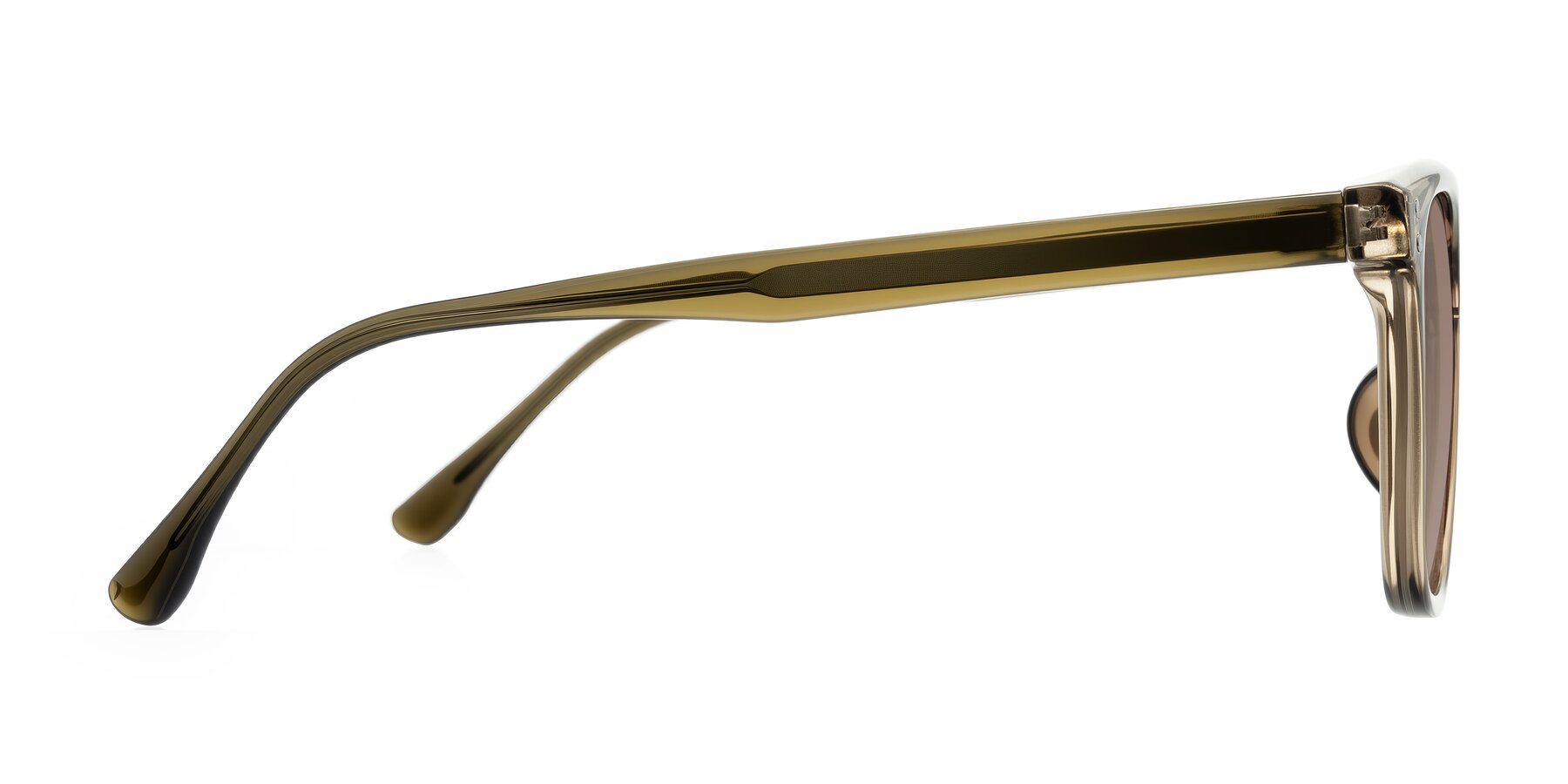 Side of Ordoyo in Transparent Brown with Medium Brown Tinted Lenses