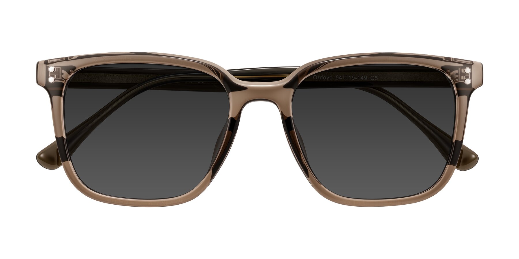 Folded Front of Ordoyo in Transparent Brown with Gray Tinted Lenses