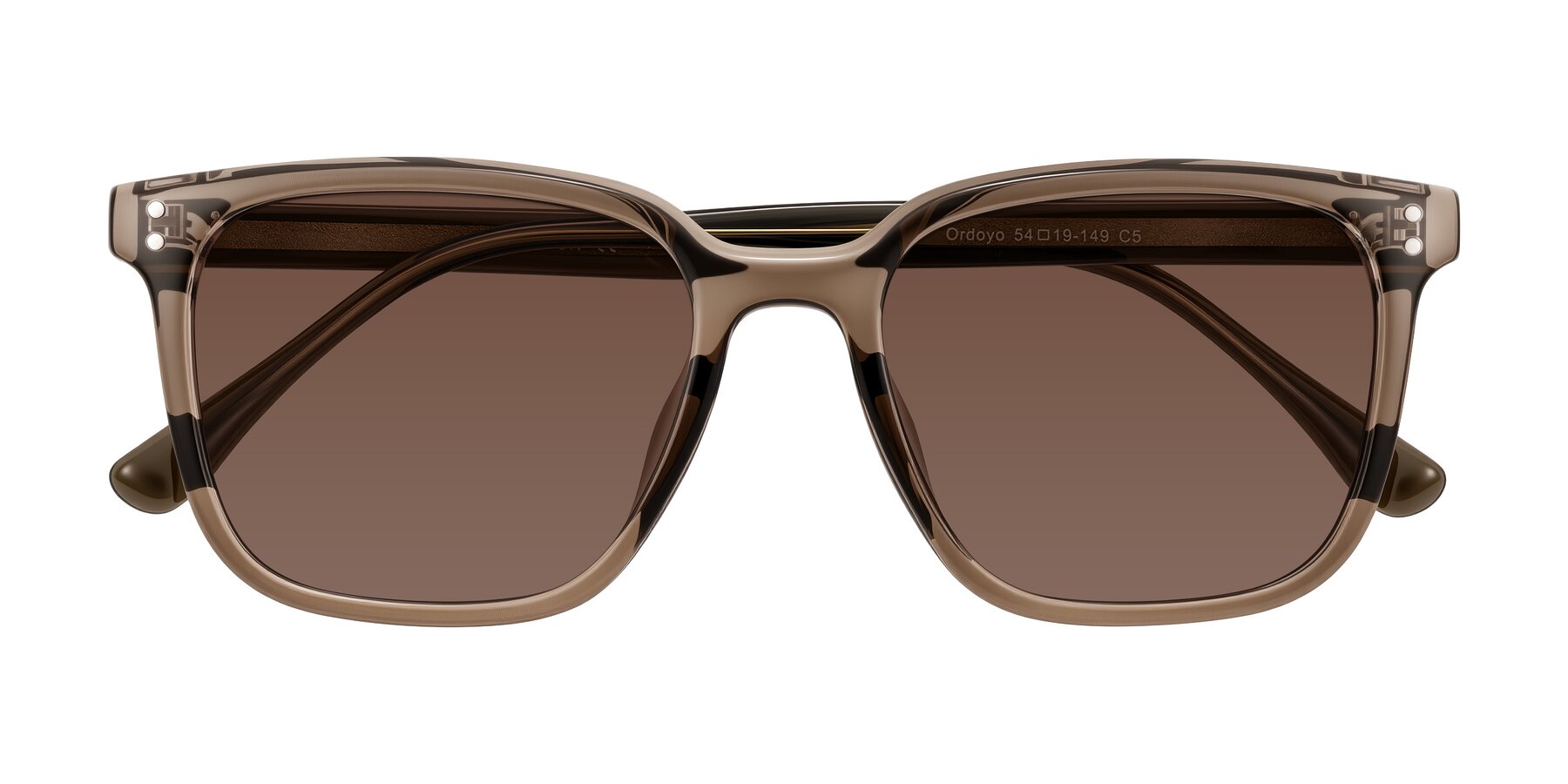 Folded Front of Ordoyo in Transparent Brown with Brown Tinted Lenses