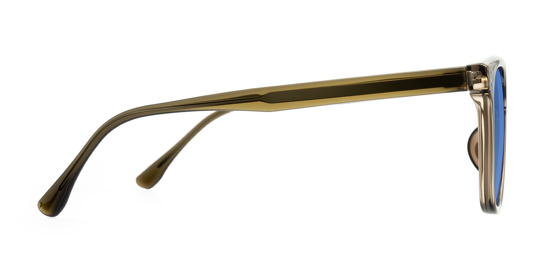 Side of Ordoyo in Transparent Brown with Blue Tinted Lenses