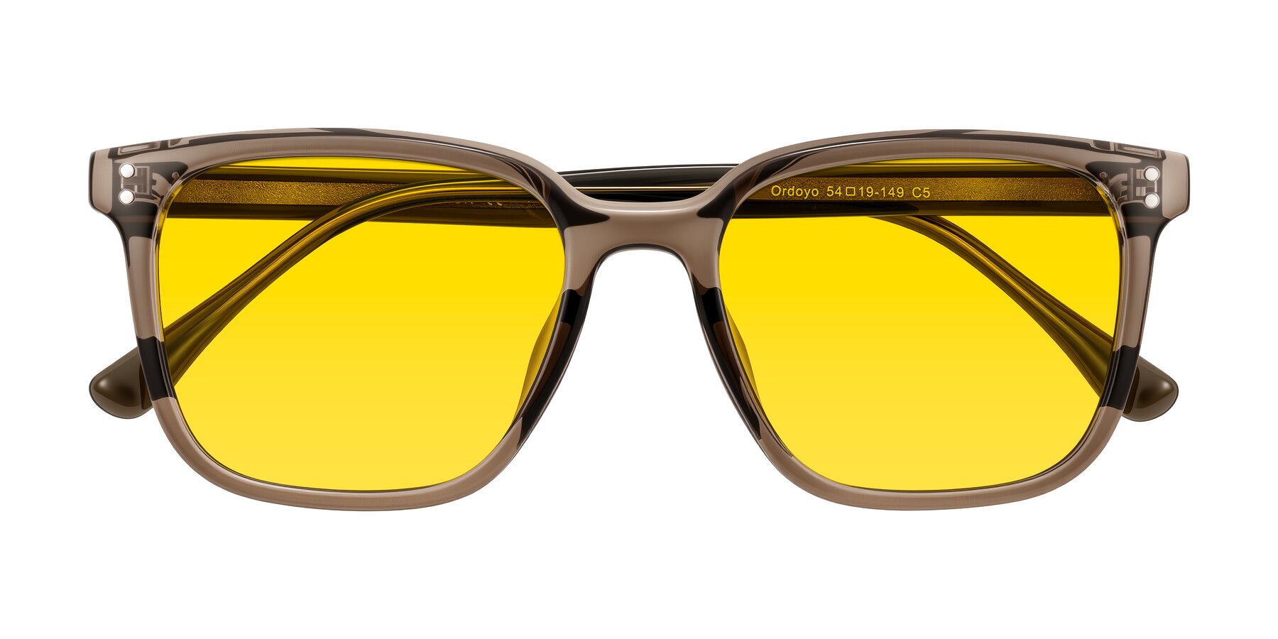 Folded Front of Ordoyo in Transparent Brown with Yellow Tinted Lenses