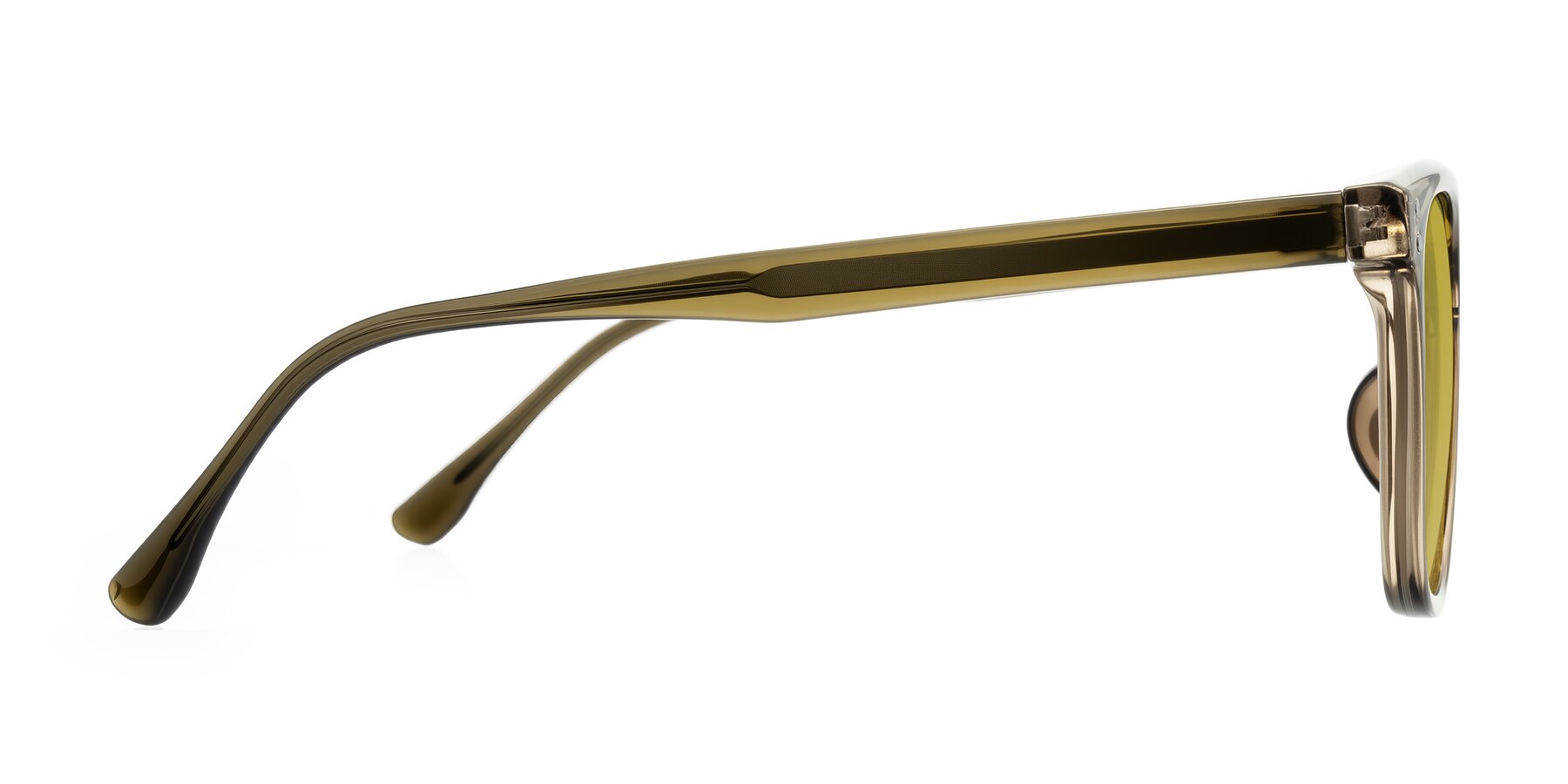 Side of Ordoyo in Transparent Brown with Champagne Tinted Lenses