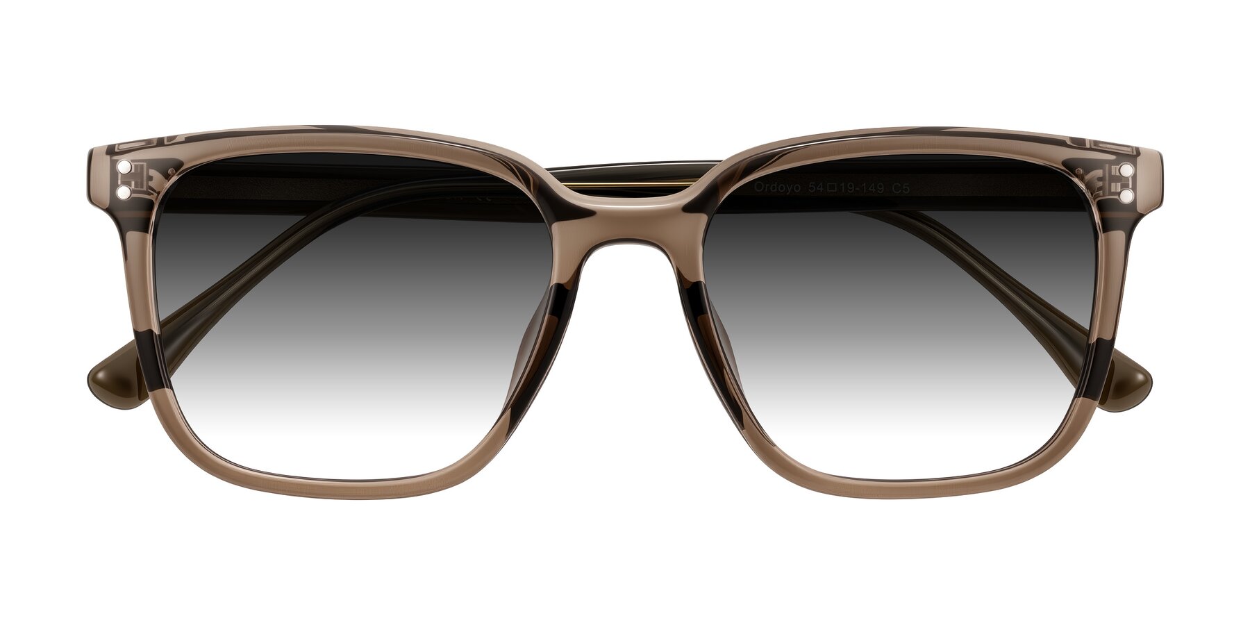 Folded Front of Ordoyo in Transparent Brown with Gray Gradient Lenses
