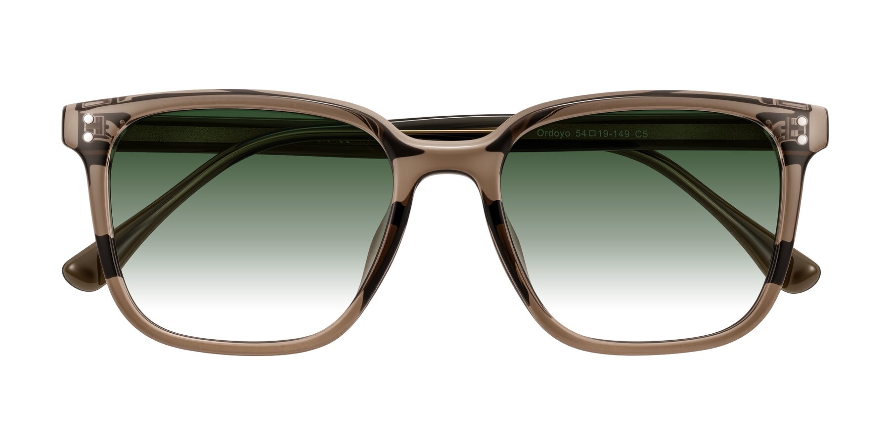 Folded Front of Ordoyo in Transparent Brown with Green Gradient Lenses