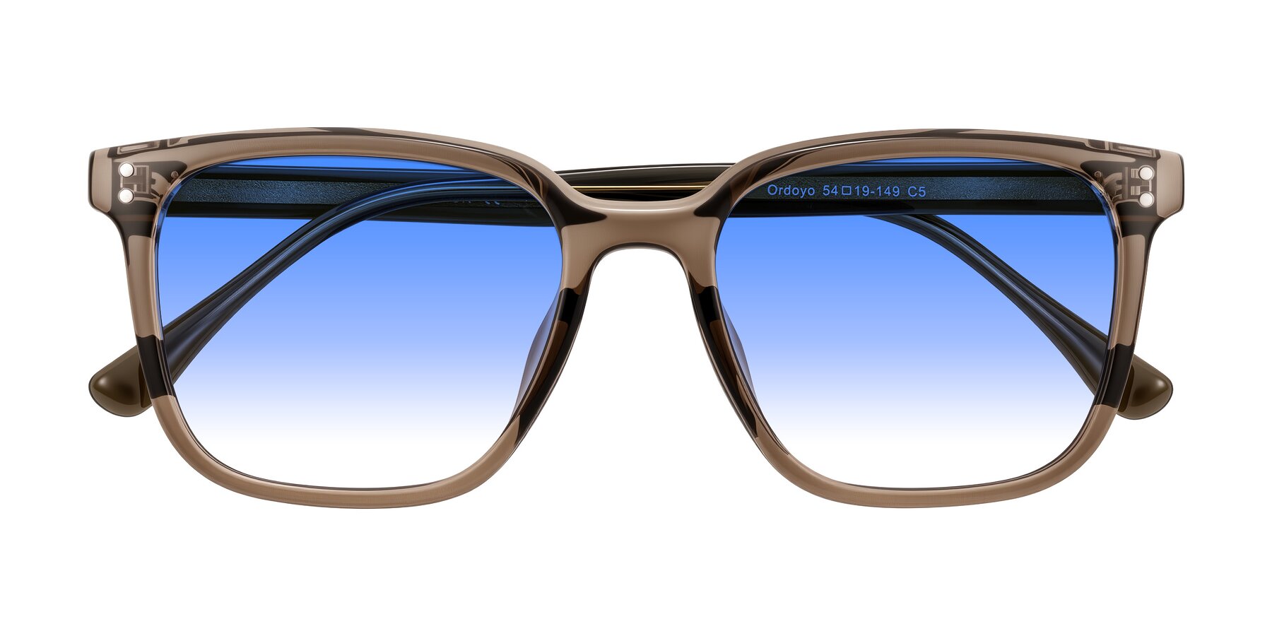 Folded Front of Ordoyo in Transparent Brown with Blue Gradient Lenses