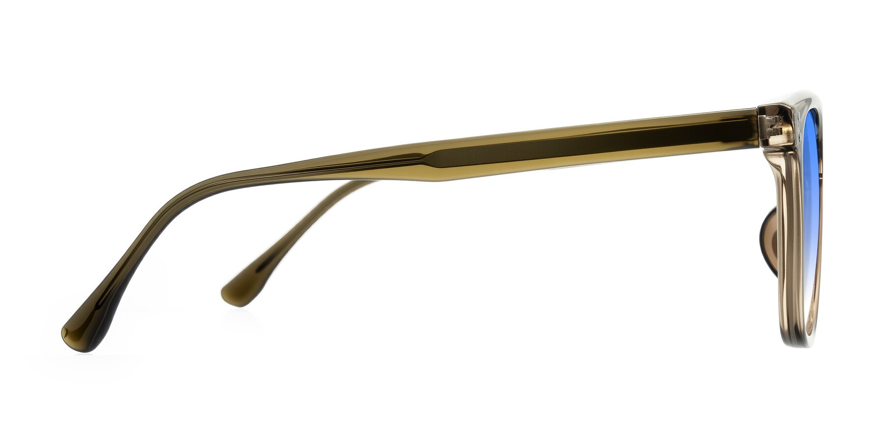 Side of Ordoyo in Transparent Brown with Blue Gradient Lenses