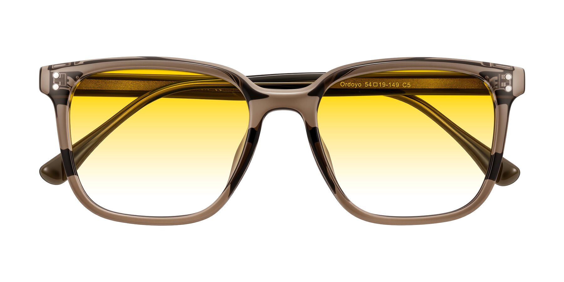 Folded Front of Ordoyo in Transparent Brown with Yellow Gradient Lenses
