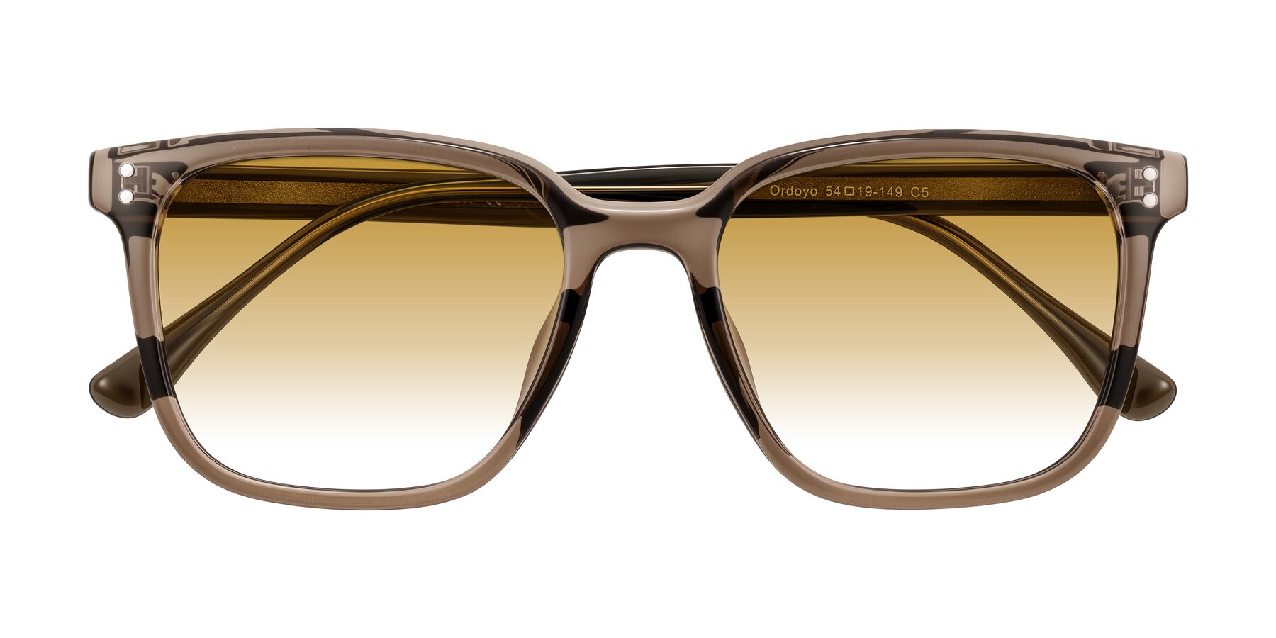 Folded Front of Ordoyo in Transparent Brown with Champagne Gradient Lenses