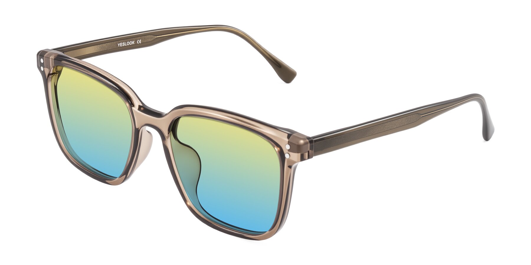 Angle of Ordoyo in Transparent Brown with Yellow / Blue Gradient Lenses