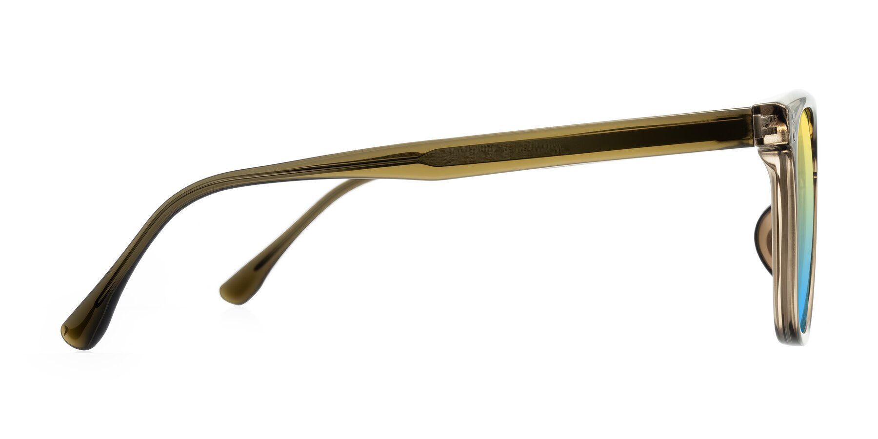 Side of Ordoyo in Transparent Brown with Yellow / Blue Gradient Lenses