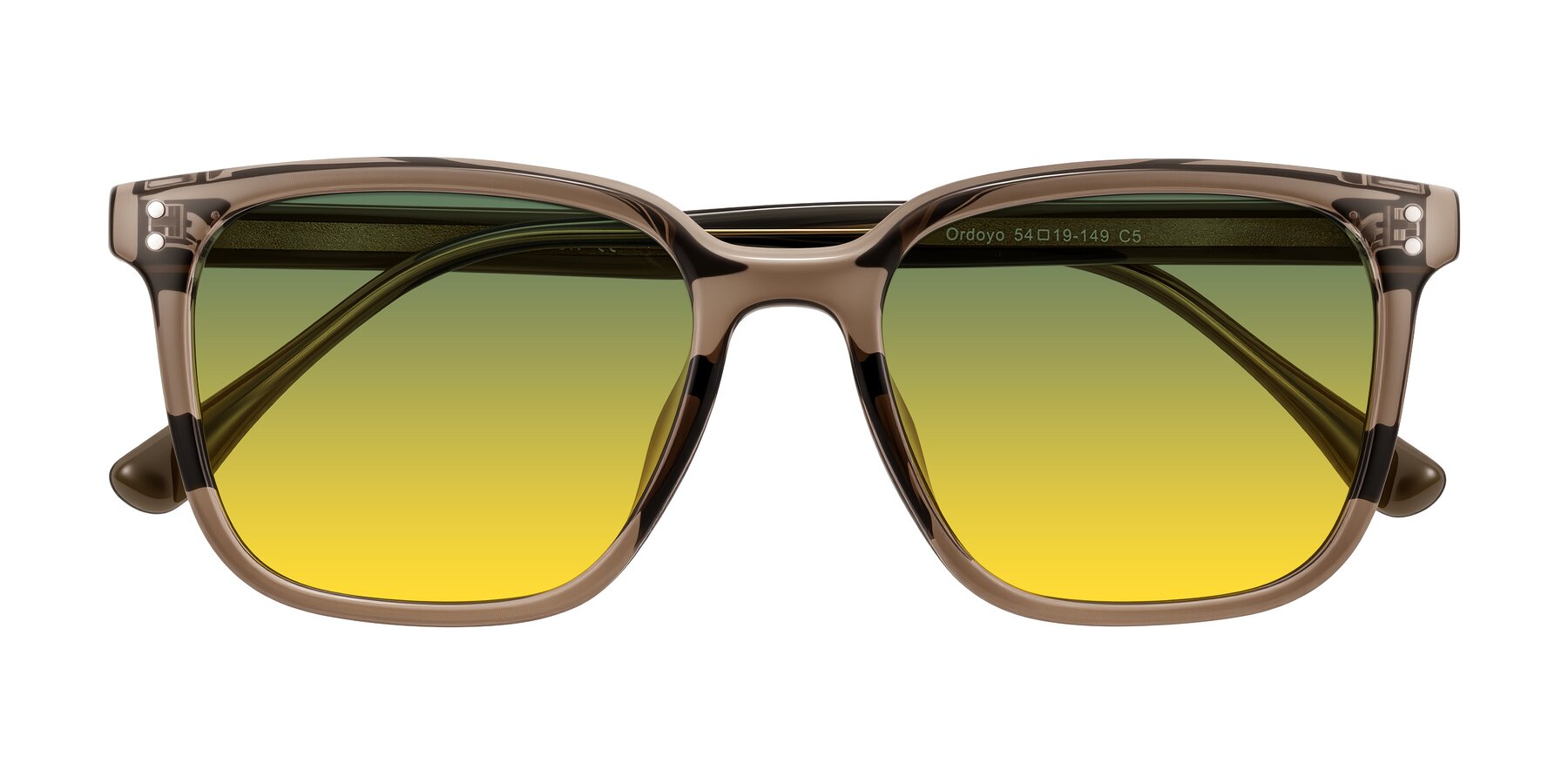 Folded Front of Ordoyo in Transparent Brown with Green / Yellow Gradient Lenses