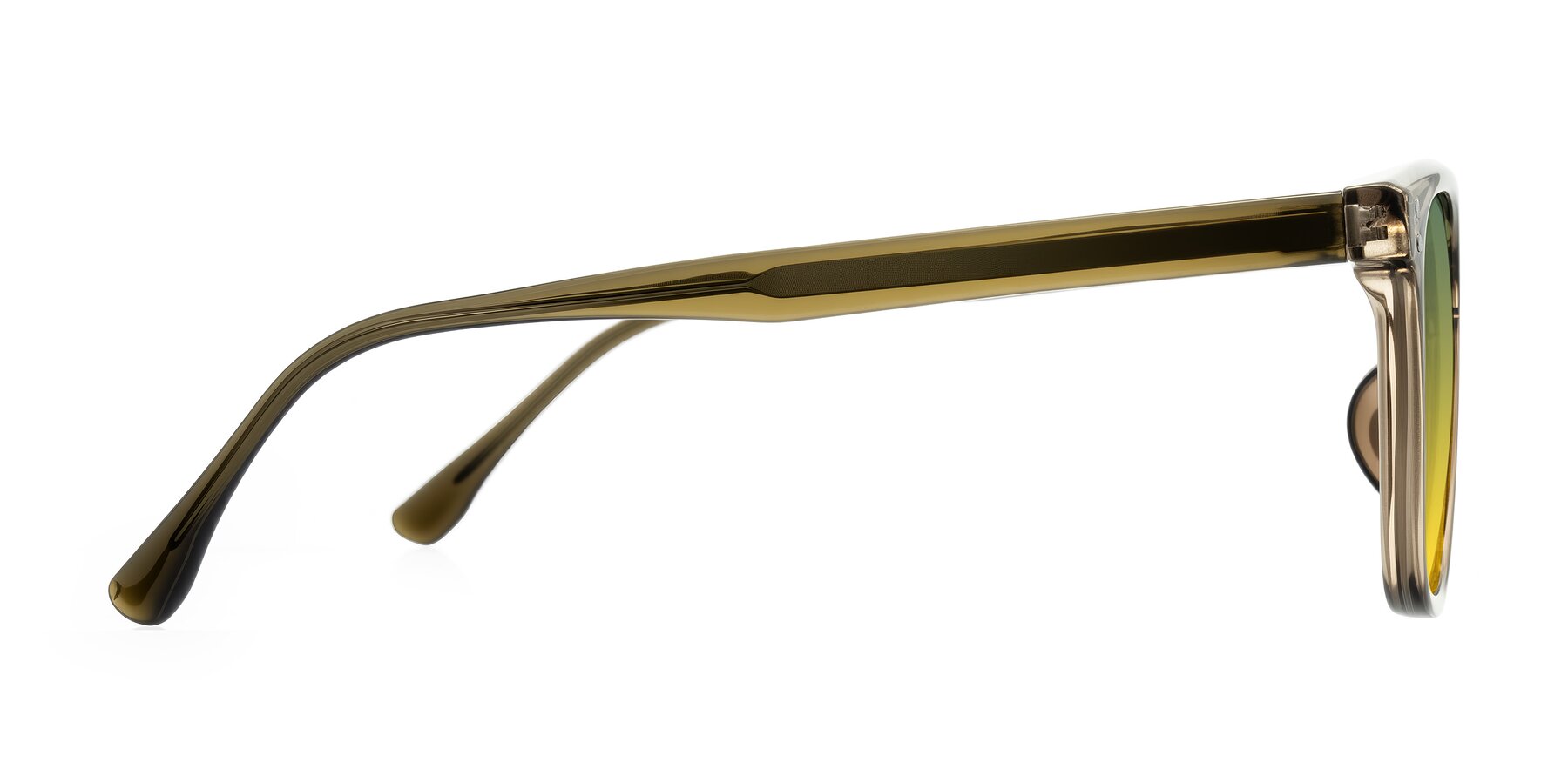 Side of Ordoyo in Transparent Brown with Green / Yellow Gradient Lenses