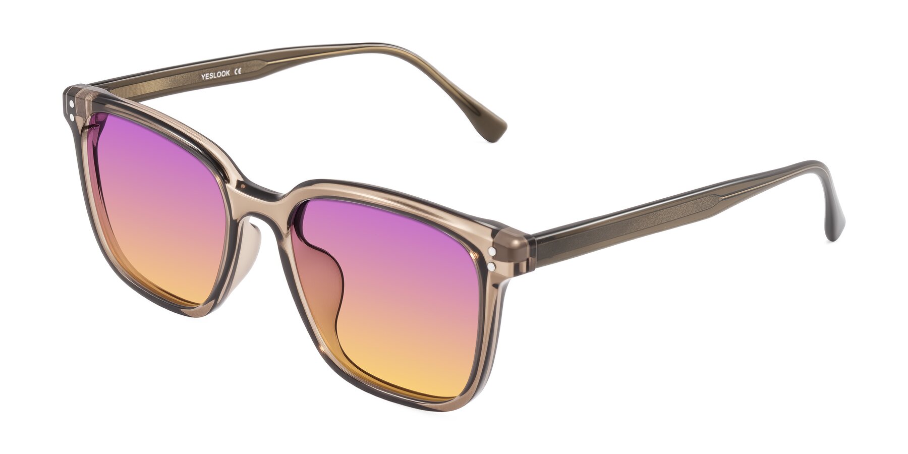 Angle of Ordoyo in Transparent Brown with Purple / Yellow Gradient Lenses