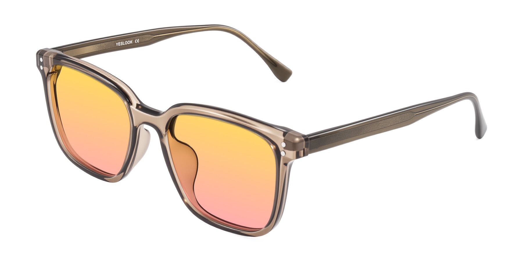 Angle of Ordoyo in Transparent Brown with Yellow / Pink Gradient Lenses