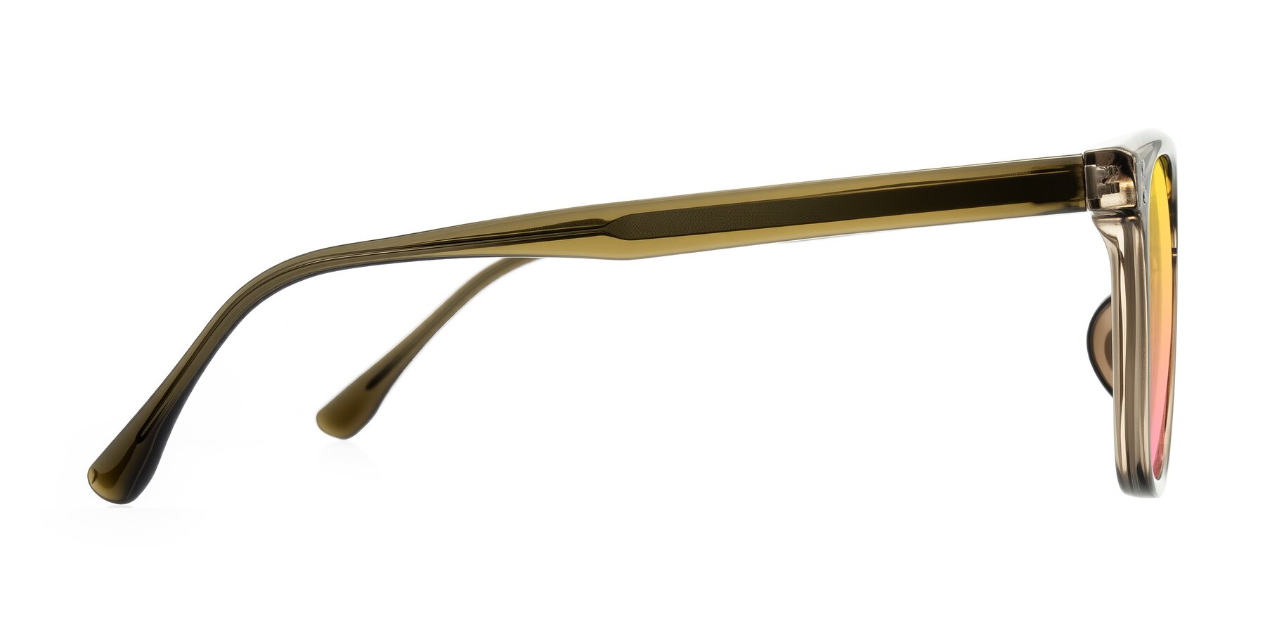 Side of Ordoyo in Transparent Brown with Yellow / Pink Gradient Lenses