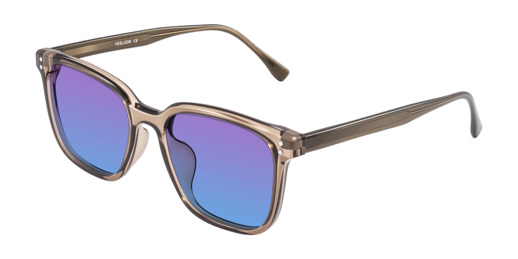 Angle of Ordoyo in Transparent Brown with Purple / Blue Gradient Lenses