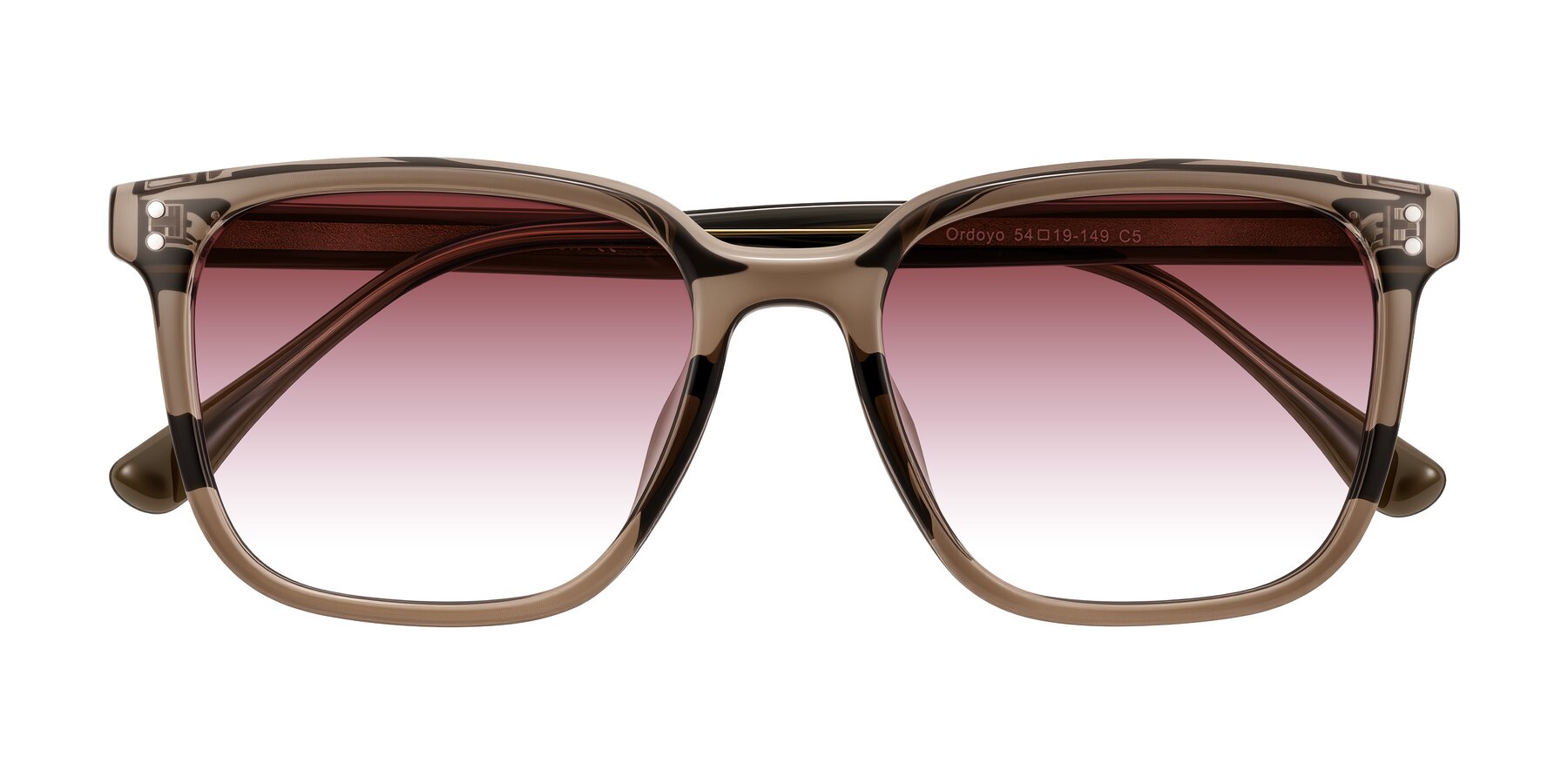 Folded Front of Ordoyo in Transparent Brown with Garnet Gradient Lenses