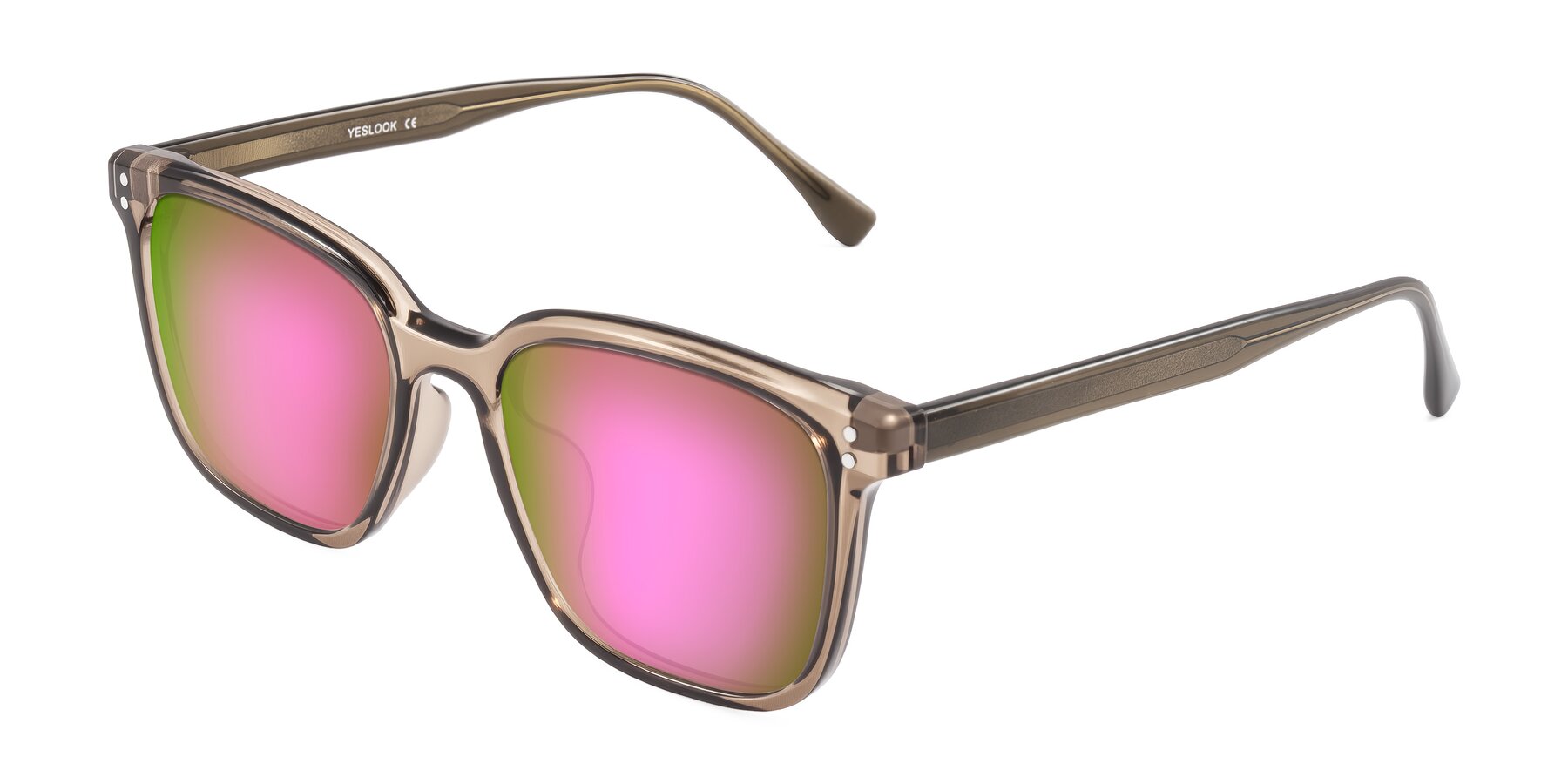 Angle of Ordoyo in Transparent Brown with Pink Mirrored Lenses