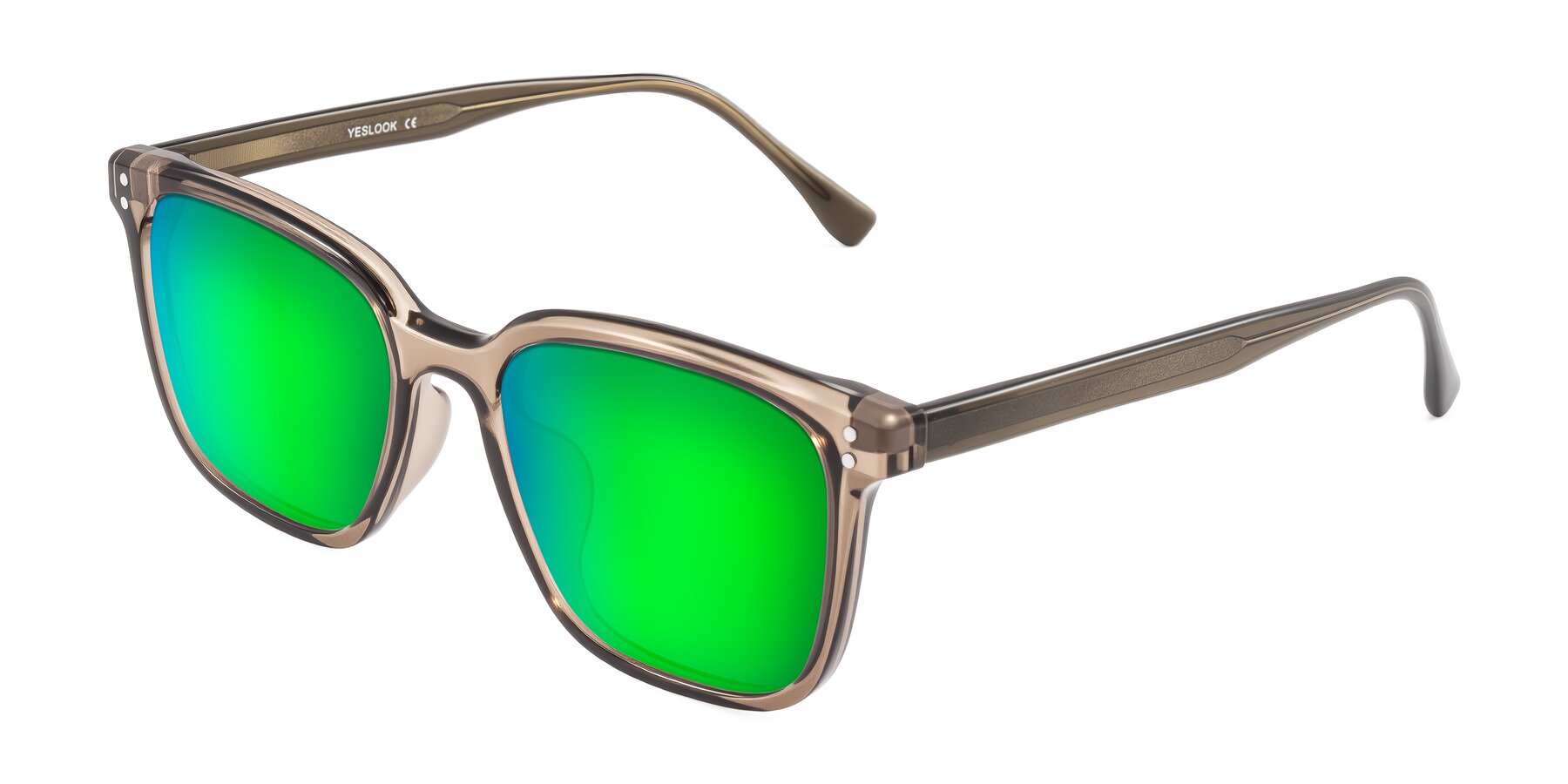 Angle of Ordoyo in Transparent Brown with Green Mirrored Lenses