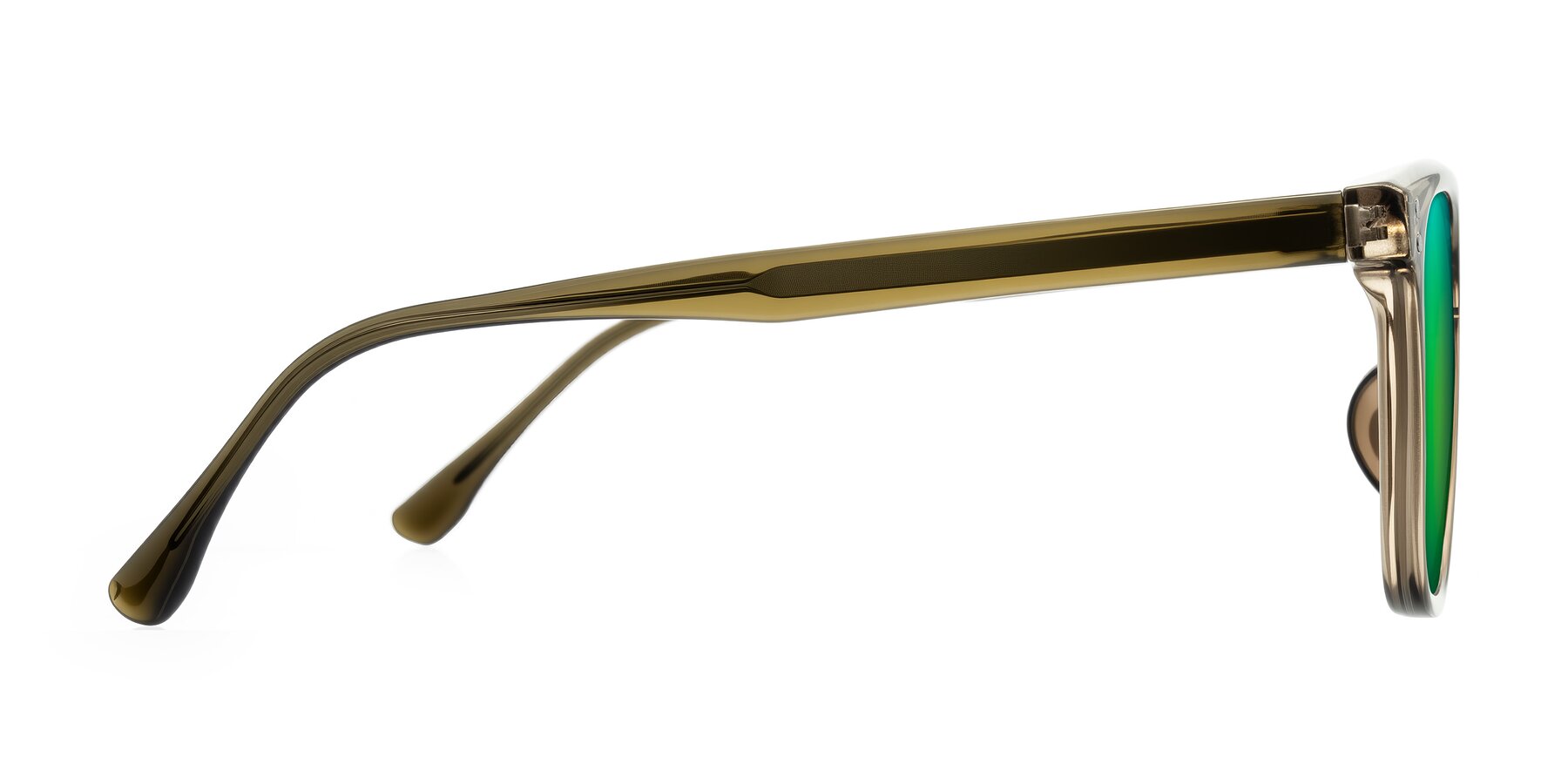 Side of Ordoyo in Transparent Brown with Green Mirrored Lenses