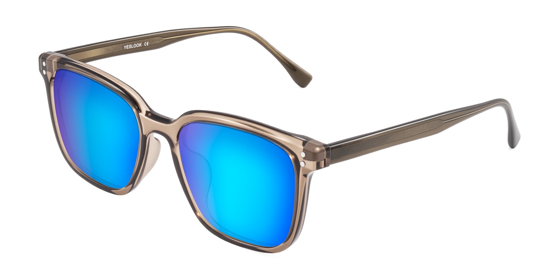 Angle of Ordoyo in Transparent Brown with Blue Mirrored Lenses