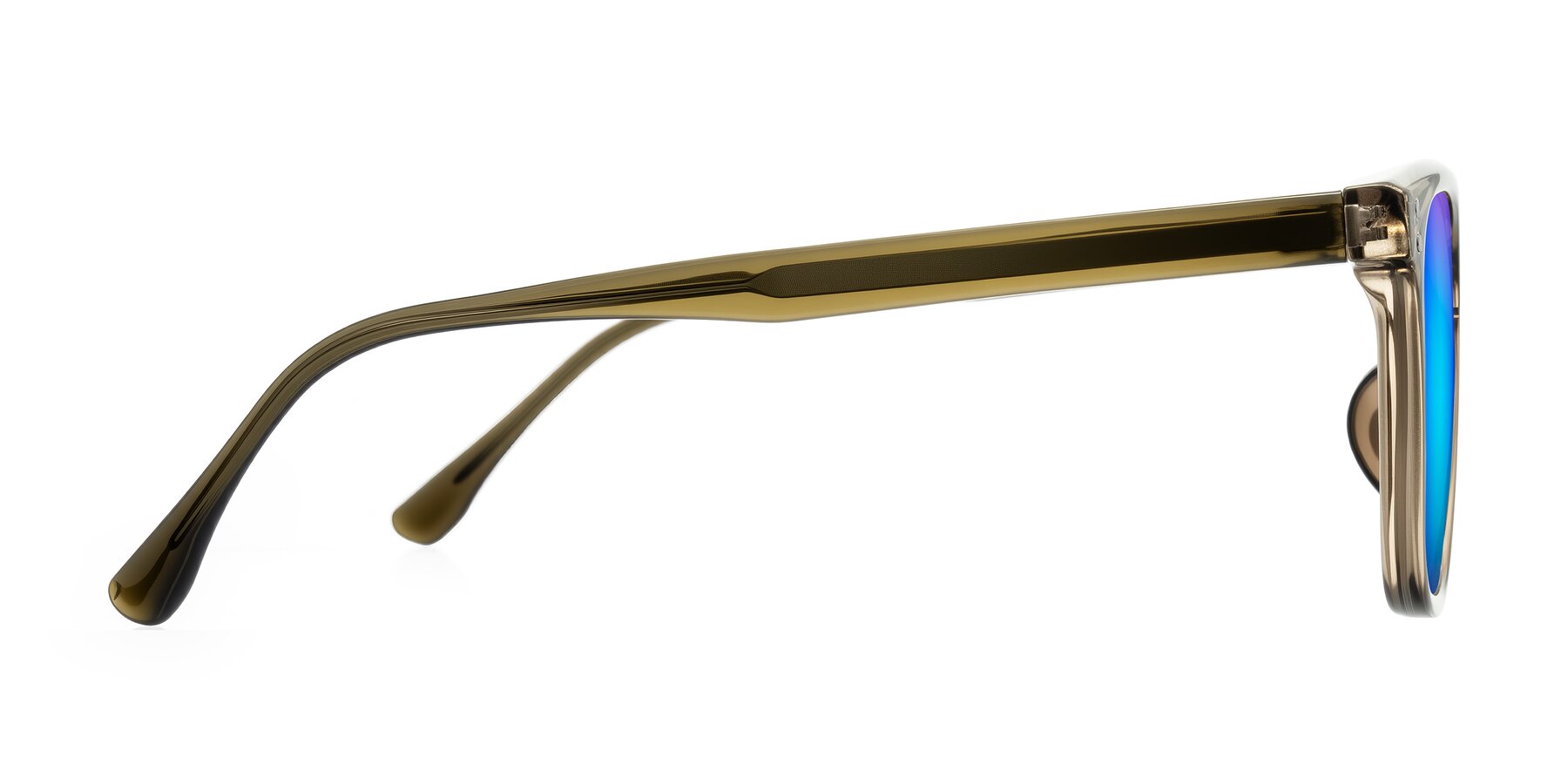 Side of Ordoyo in Transparent Brown with Blue Mirrored Lenses