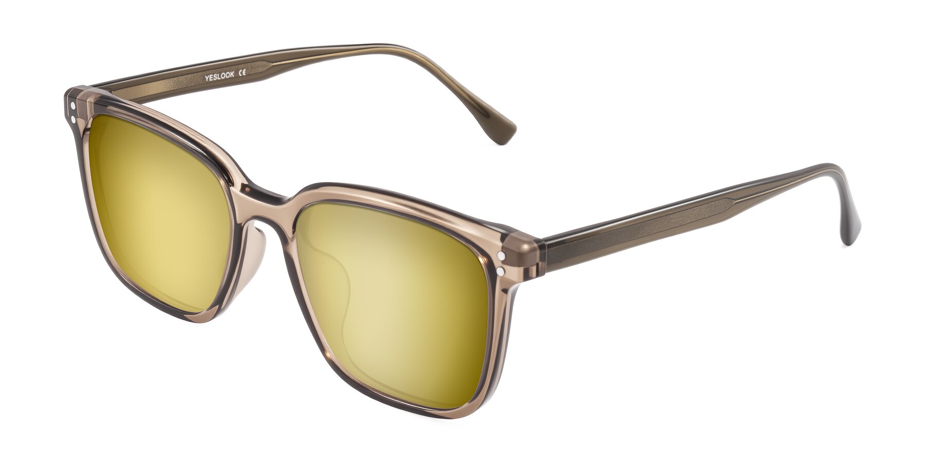 Angle of Ordoyo in Transparent Brown with Gold Mirrored Lenses