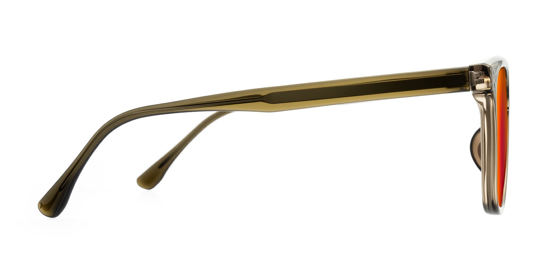 Side of Ordoyo in Transparent Brown with Red Gold Mirrored Lenses