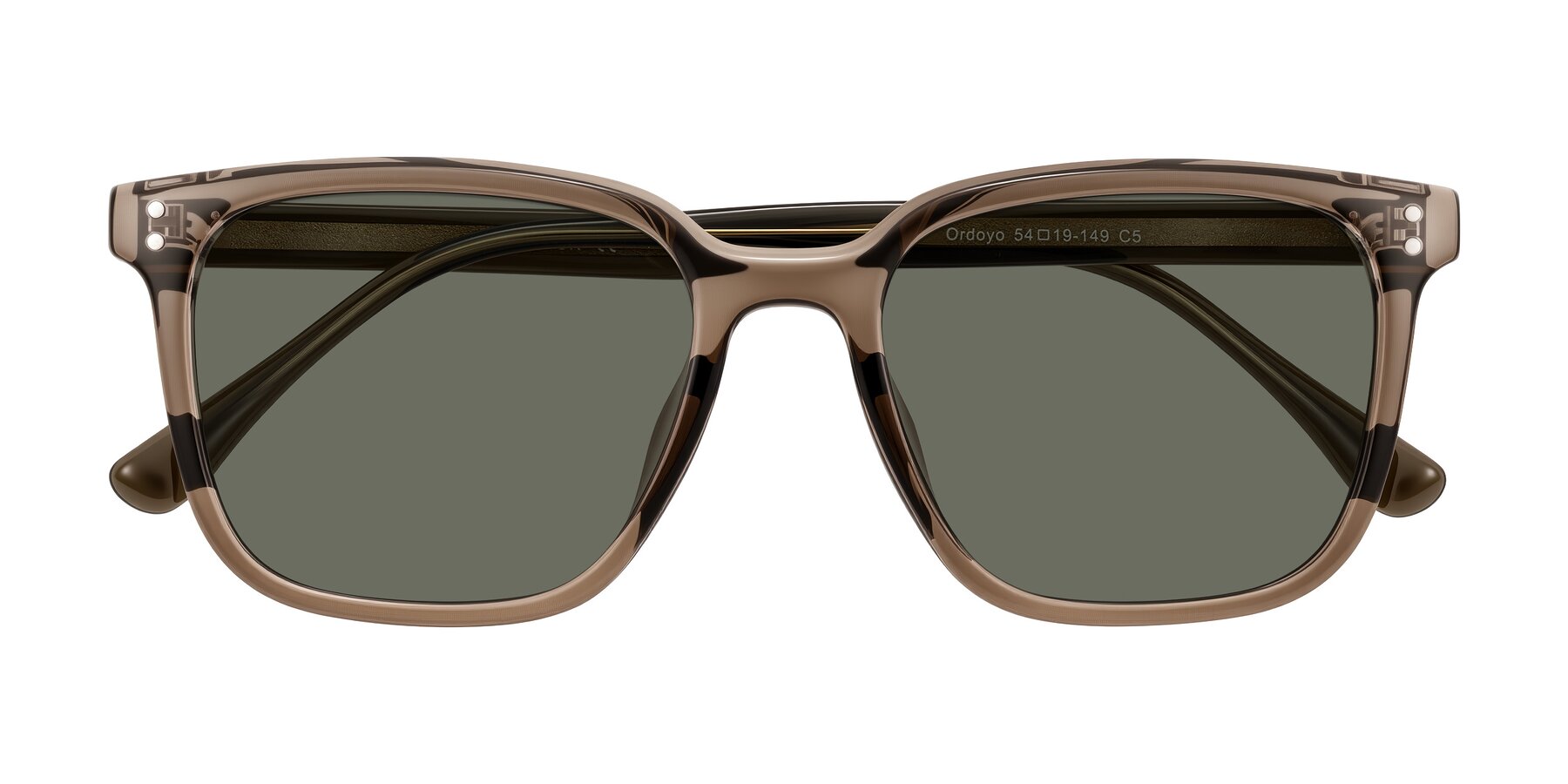 Folded Front of Ordoyo in Transparent Brown with Gray Polarized Lenses