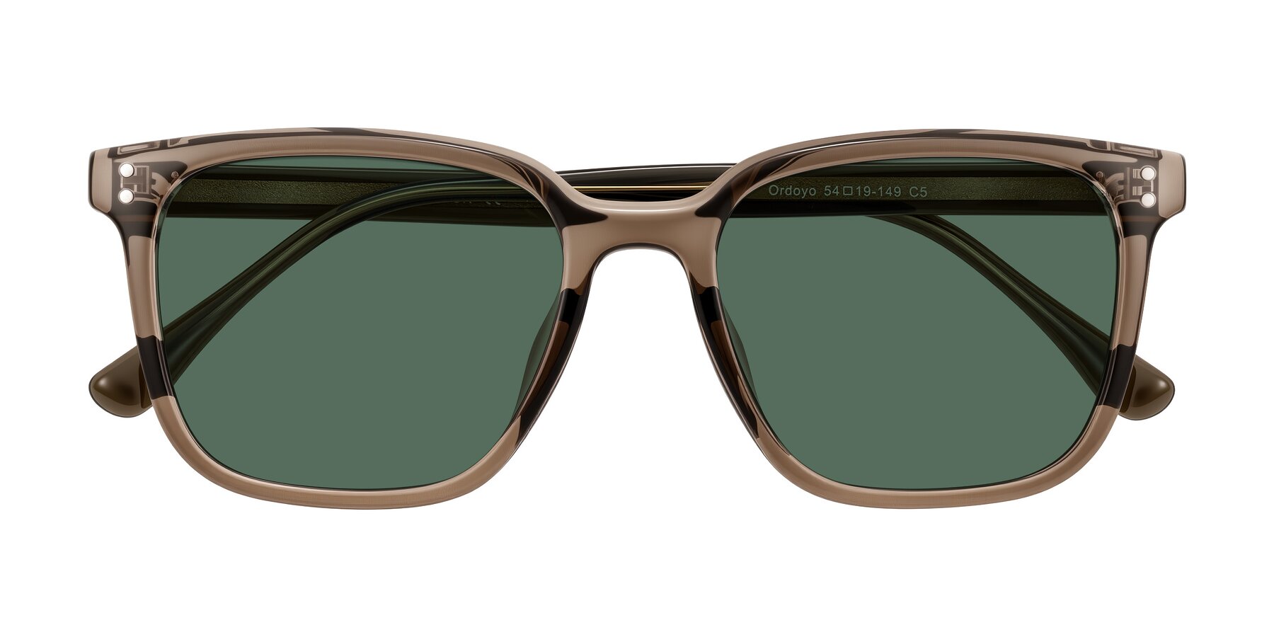 Folded Front of Ordoyo in Transparent Brown with Green Polarized Lenses